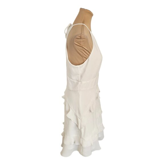 Parker White Mini Ruffle Back Tie Dress Sz 8 - Picture 3 of 11